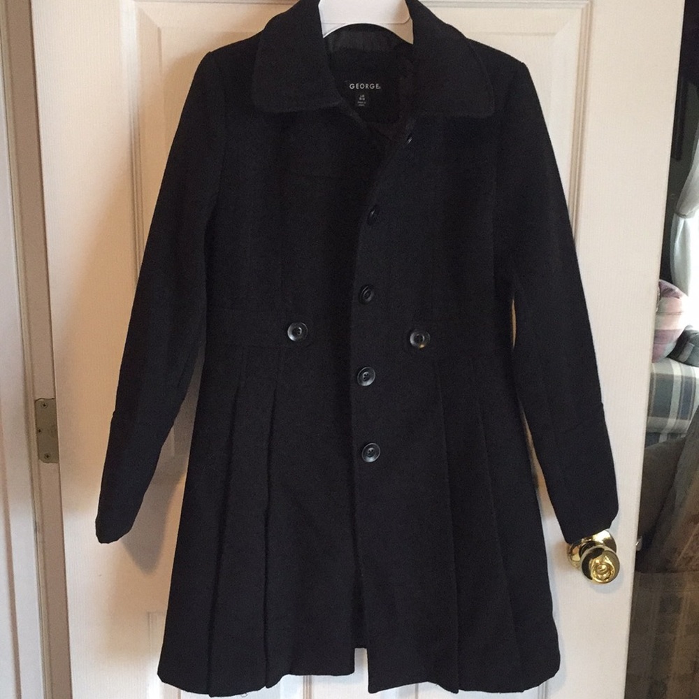 Girls Black Wool Coat - Size 10/12